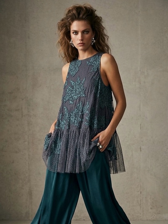Anthropologie Tops - Anthropologie Neomia Applique Lace Tunic Blouse | XL